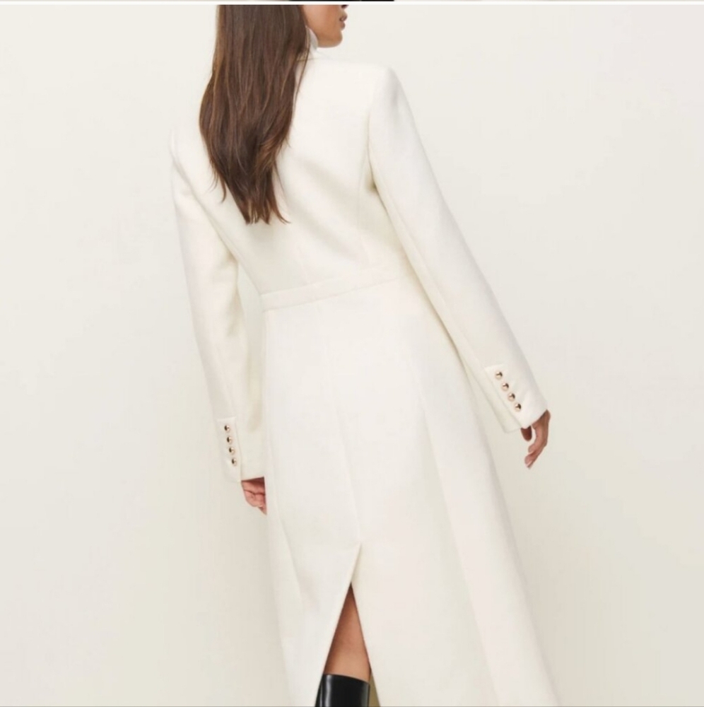 New Reformation Eden Nipped Waist Coat White - Picture 3 of 10
